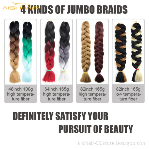 Aisi Hair Wholesale Braided Asap Attachment Africa 48 Inch Jumbo Braids Crochet Ombre Synthetic Braiding Hair Extensions
